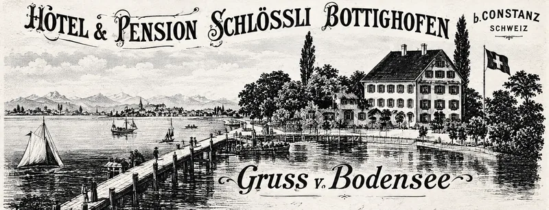 Postkarte Hotel & Pension Schlössli Bottighofen, Gruss vom Bodensee