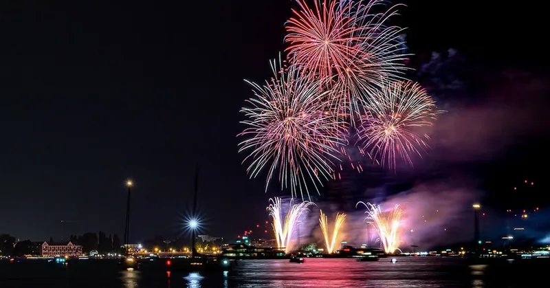 Feuerwerk über dem Konstanzer Trichter beim Seenachtfest