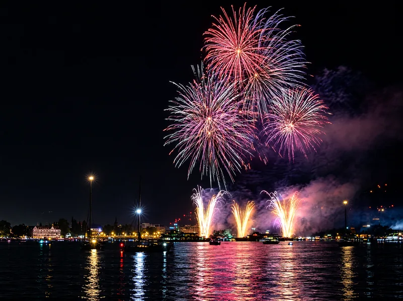 Feuerwerk über dem Konstanzer Trichter beim Seenachtfest